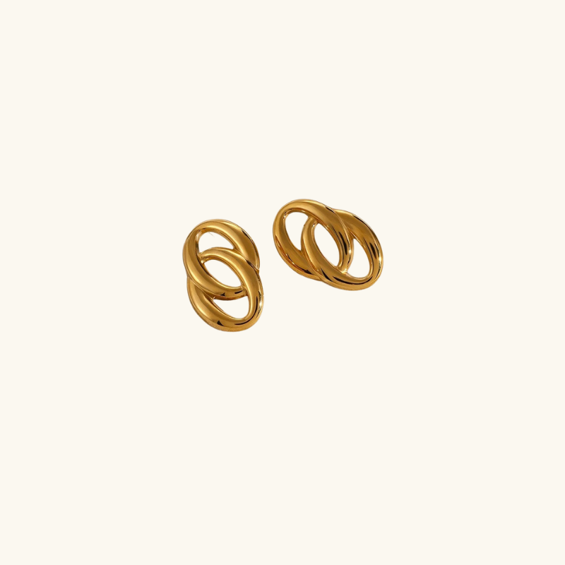 Boucles d'oreilles double ovale en plaqué or