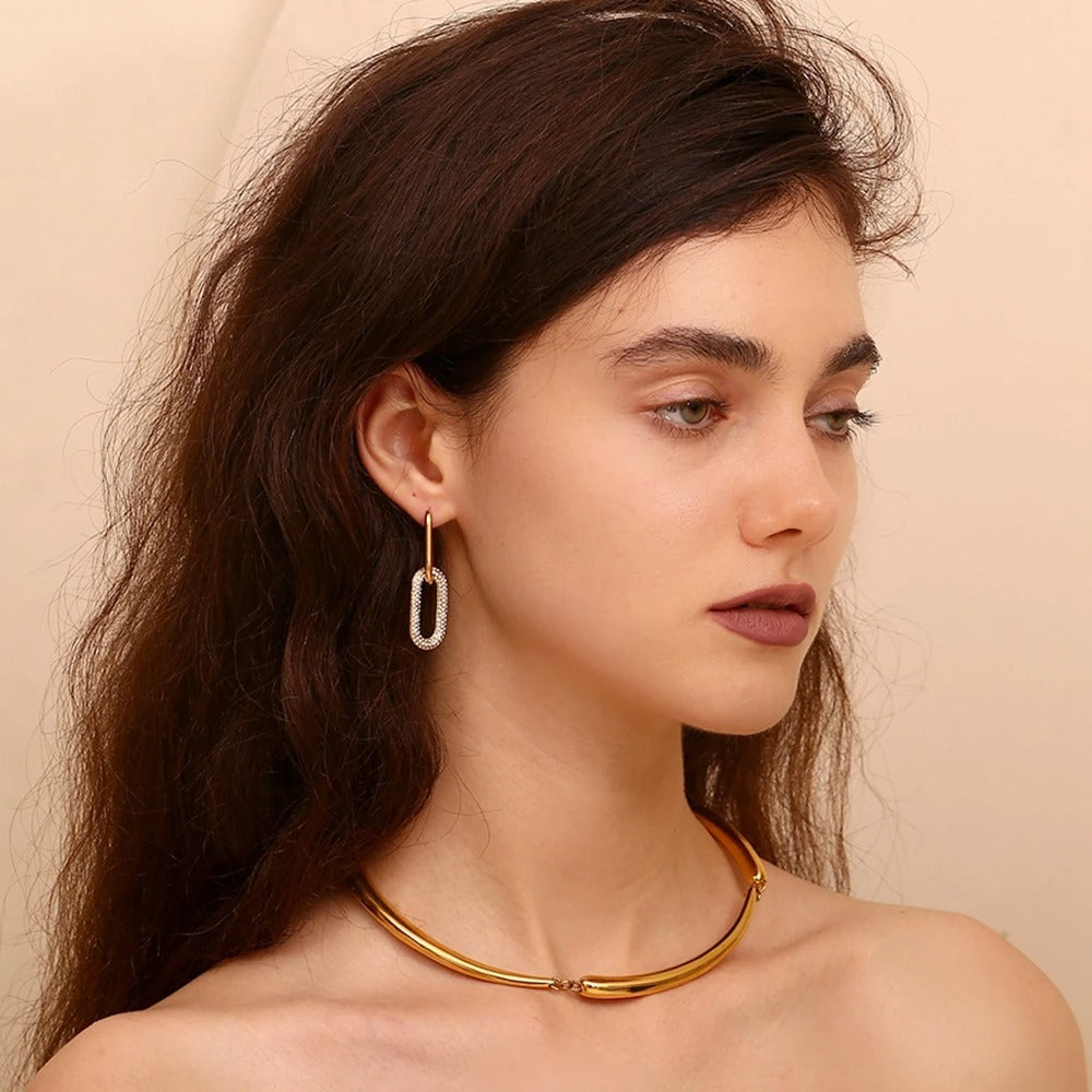 Boucles d'oreilles de luxe à double exquise en zircon