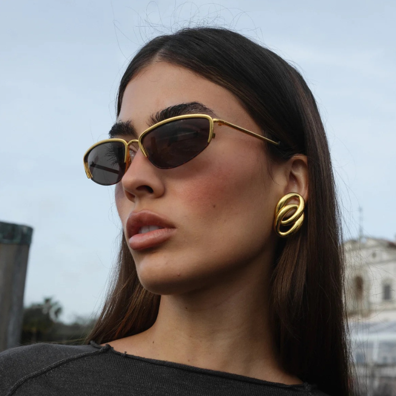 Boucles d'oreilles double ovale en plaqué or