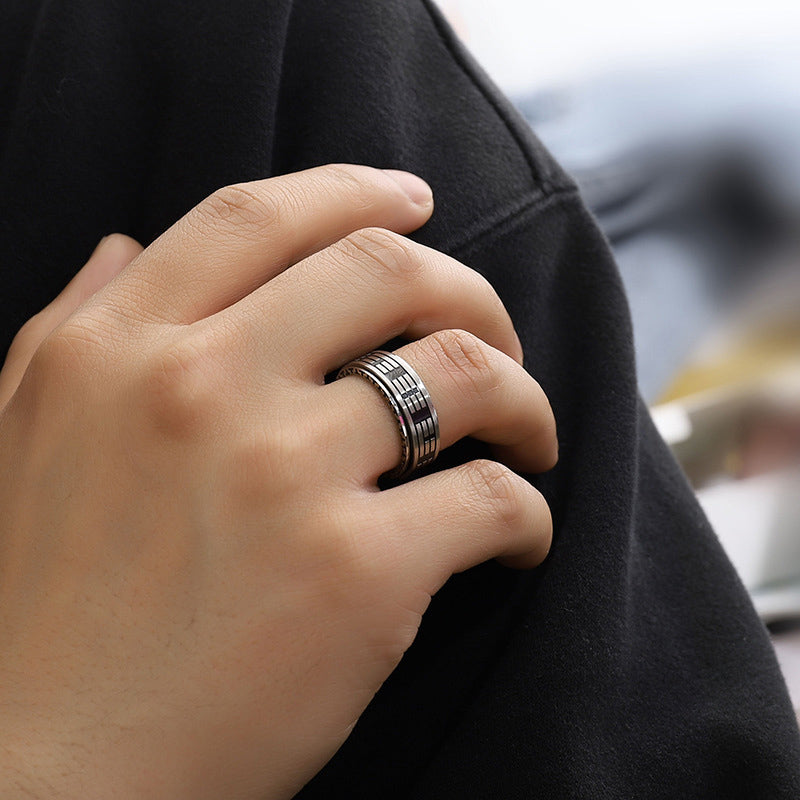 Bague acier inoxydable symbole Yin Yang noir argent – Léo