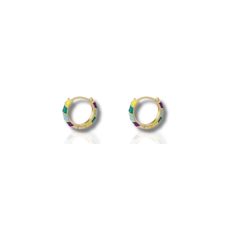 Boucles d'Oreilles en Hoops avec Cercle Coloré et Émail Glacé
