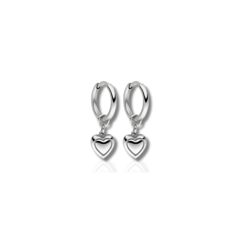 Boucles d'Oreilles en Hoops en Forme de Cœur Dorées