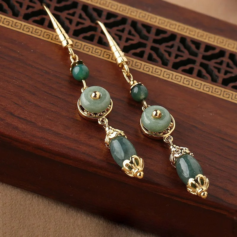 Boucles d'oreilles Vintage Goutte Verte