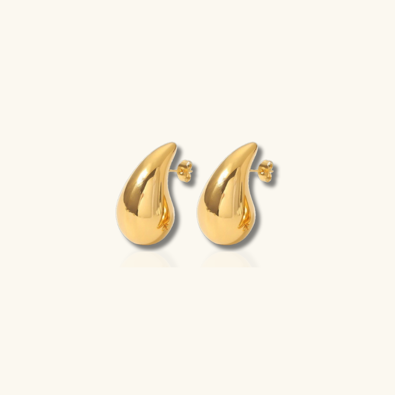 Boucles d'Oreilles en Hoops en Forme de Goutte Plaquées Or