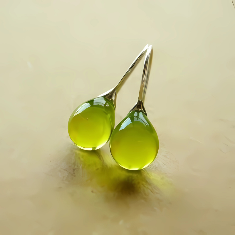Boucles d'oreilles Vintage Olive Glass plaqué or