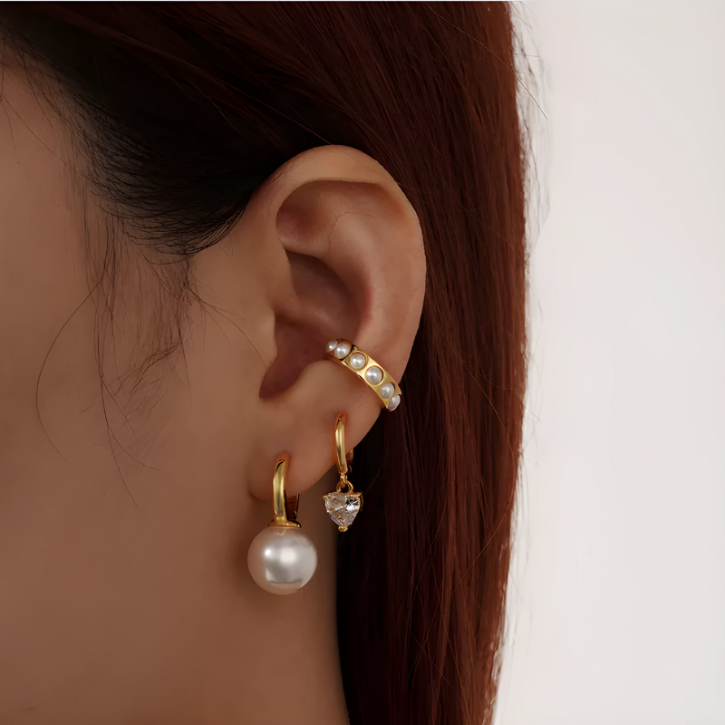 Ear Cuff en Forme de C avec Perles