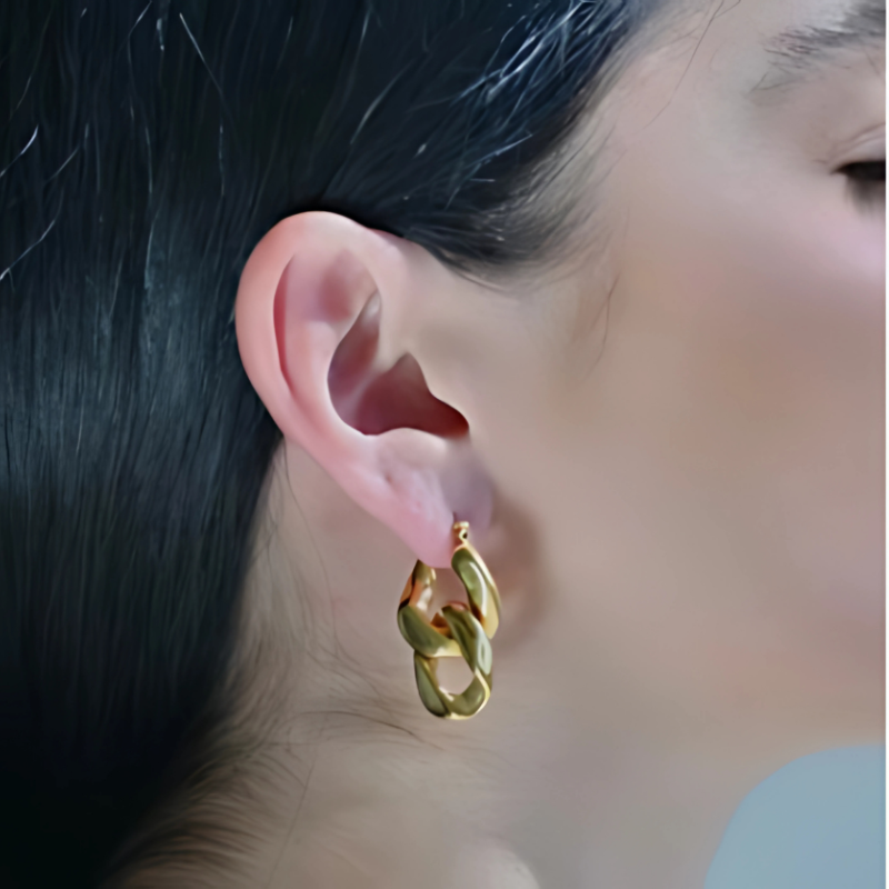 Boucles d'oreilles pendantes géométriques ovales dorées