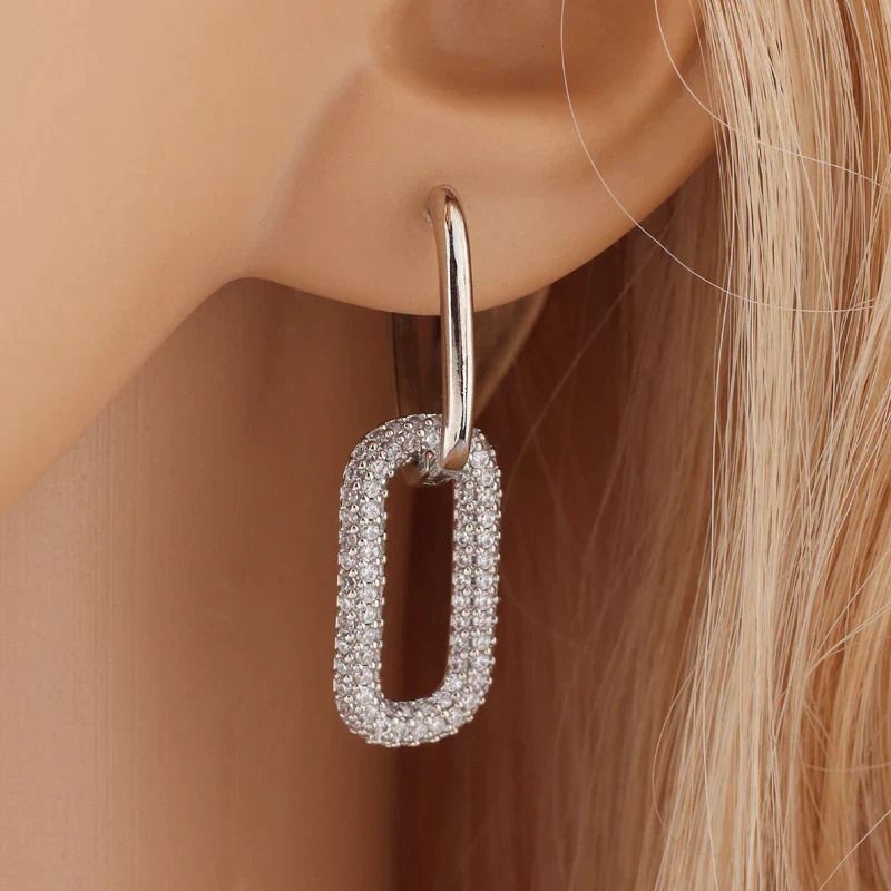 Boucles d'oreilles de luxe à double exquise en zircon