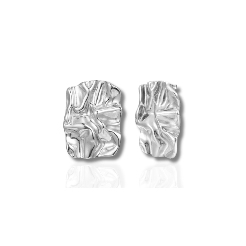 Boucles d'oreilles rectangles texturées plaqué or