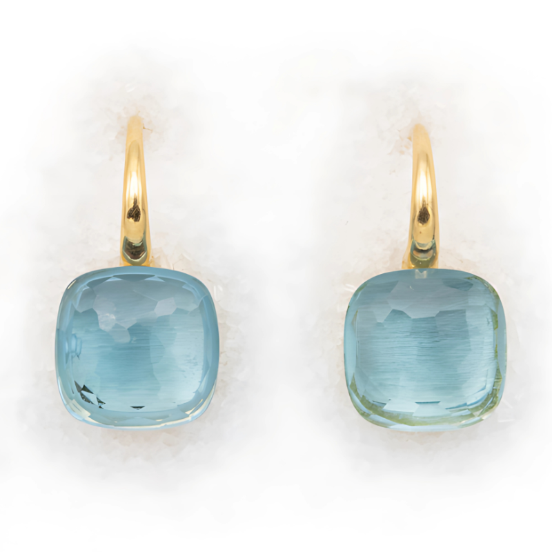 Boucles d'oreilles goutte bleues plaqué or