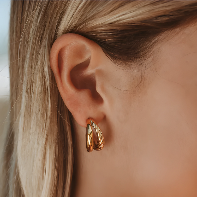 Boucles d'Oreilles Double Couche Tordues