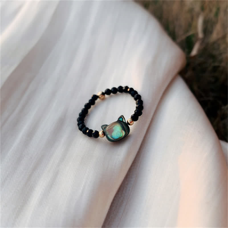 Bague pierres noires chat perles Or 14K – Léo