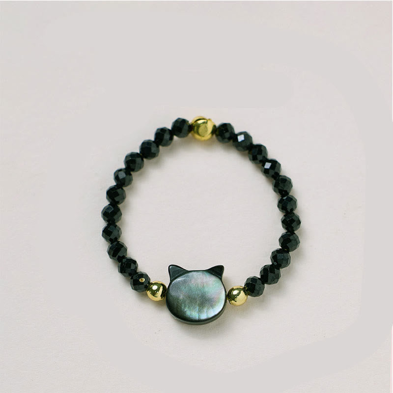 Bague pierres noires chat perles Or 14K – Léo