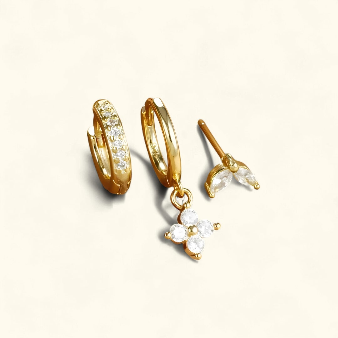 Set de boucles d’oreilles luxe pour femme avec cristaux