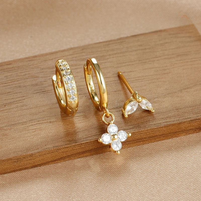 Set de boucles d’oreilles luxe pour femme avec cristaux