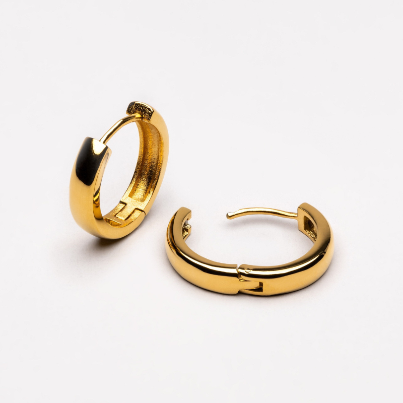 Boucles d'Oreilles Rondes en Hoops Plaquées Or