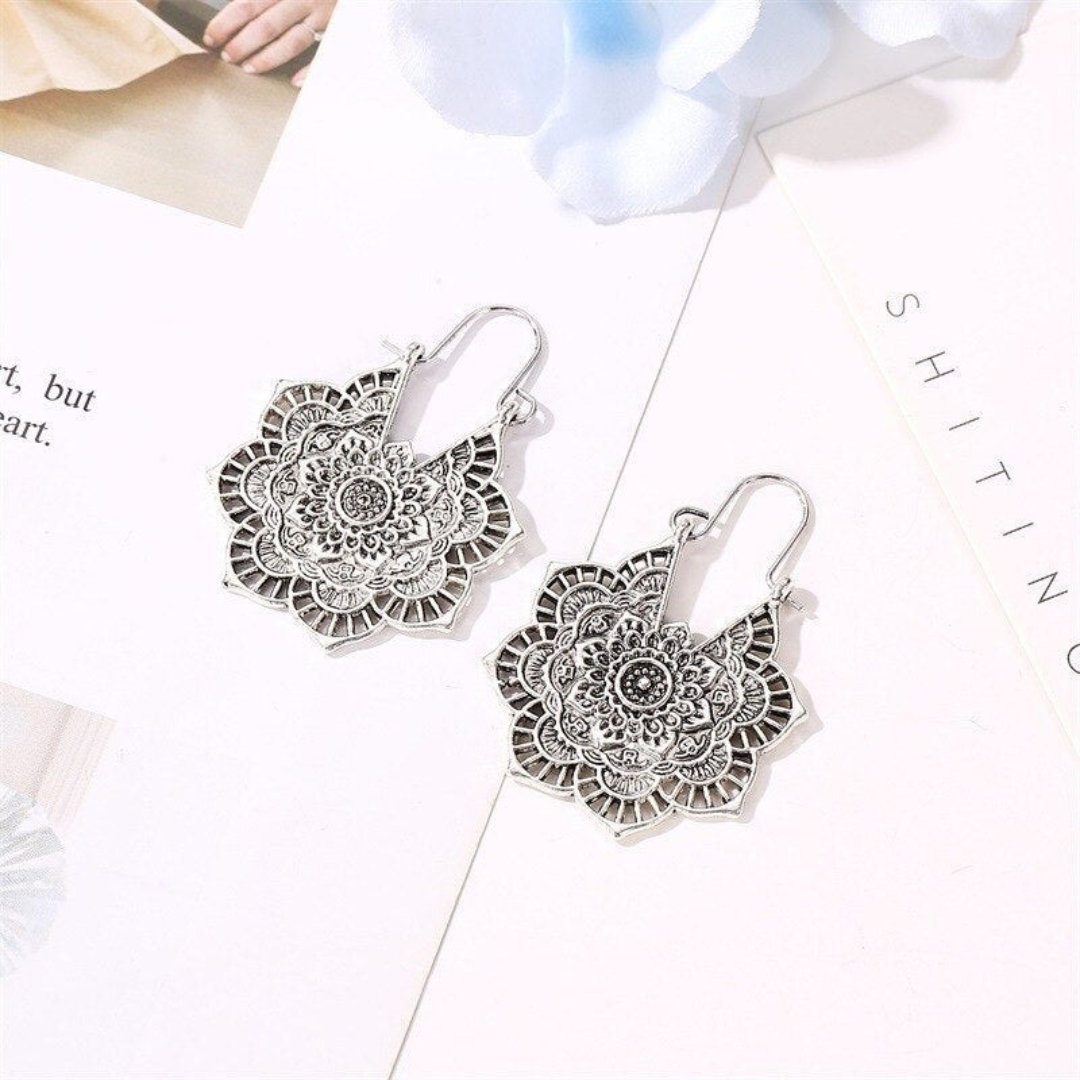 Boucles d'Oreilles Lotus Mandala Or