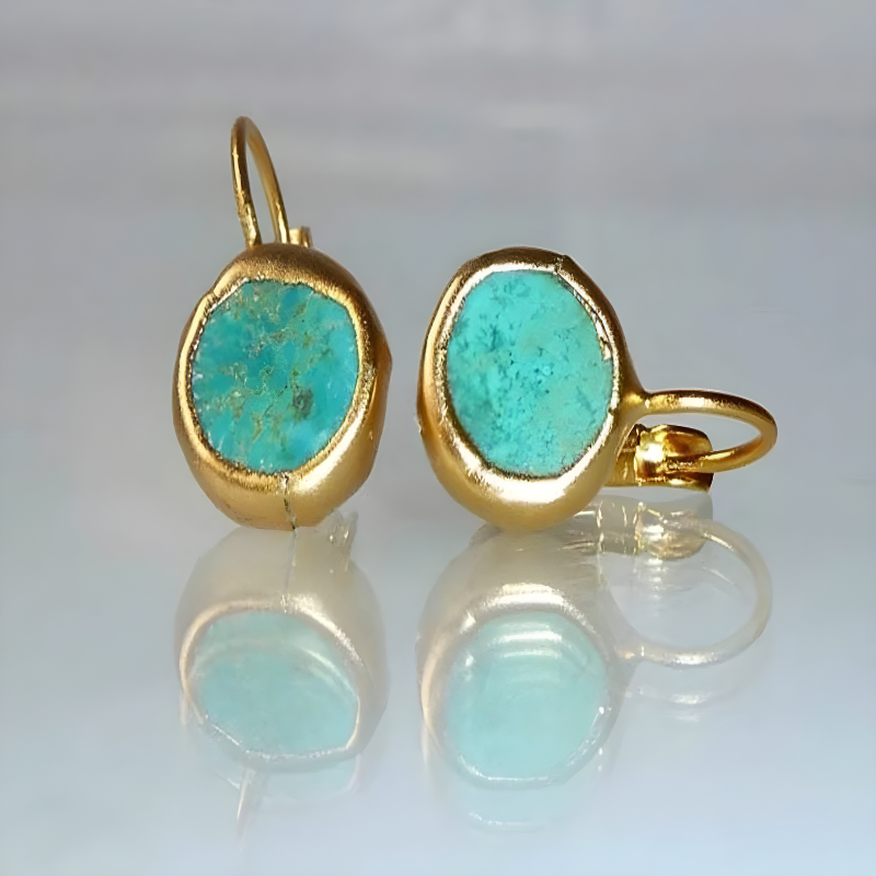 Boucles d'Oreilles en Hoops Vintage en Turquoise