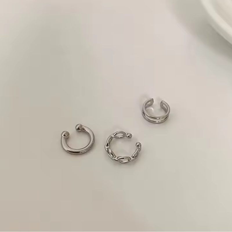 Boucles d'oreilles ear cuff géométriques 3 pièces