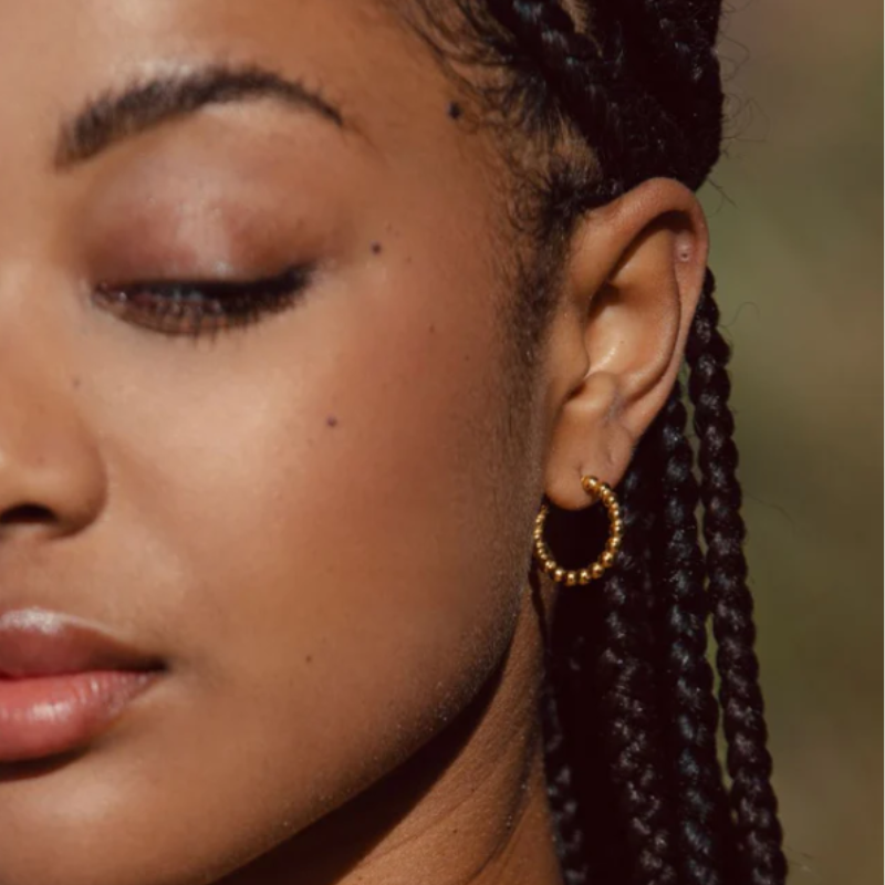 Boucles d'Oreilles en Hoops C-Shaped Perles Dorées