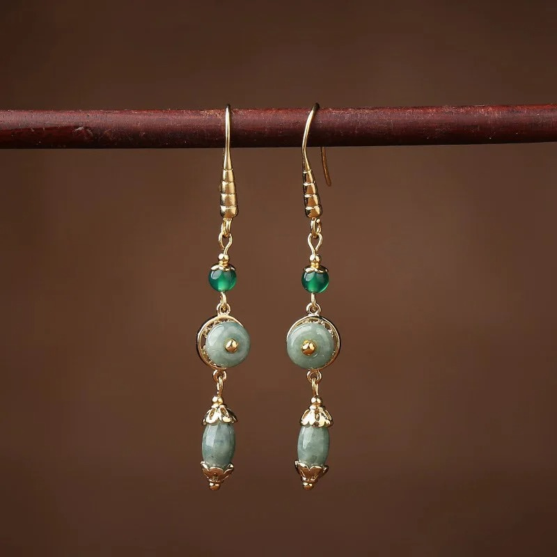 Boucles d'oreilles Vintage Goutte Verte