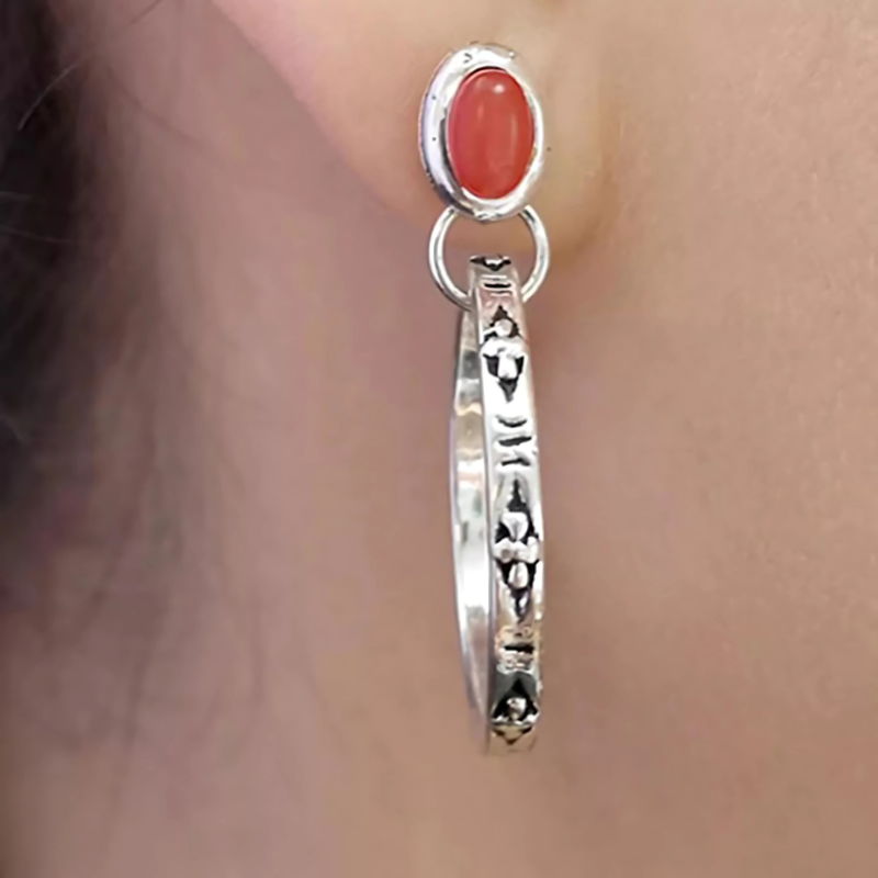 Boucles d'oreilles vintage en onyx Design en argent fait à la main