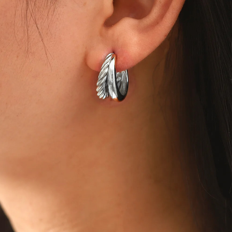 Boucles d'Oreilles Double Couche Tordues