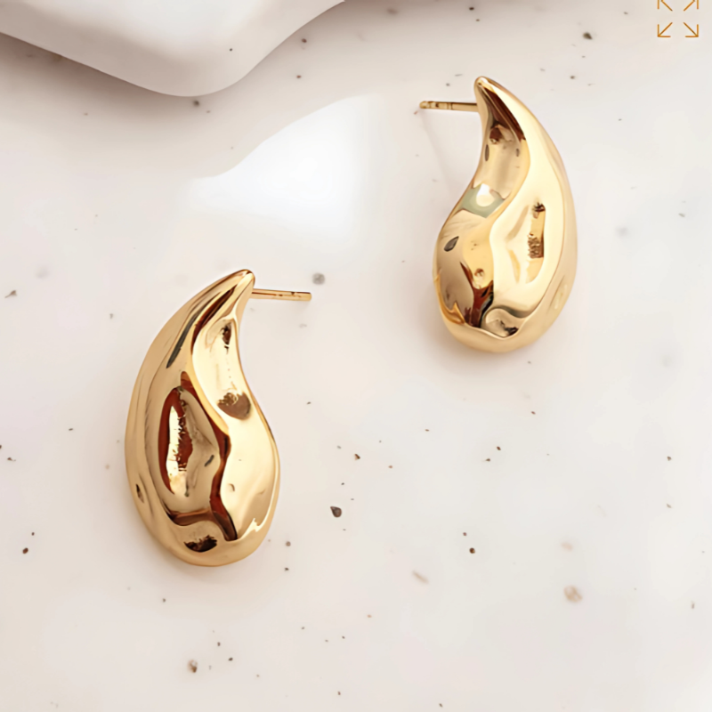 Boucles d'oreilles gouttes dorées plaqué or