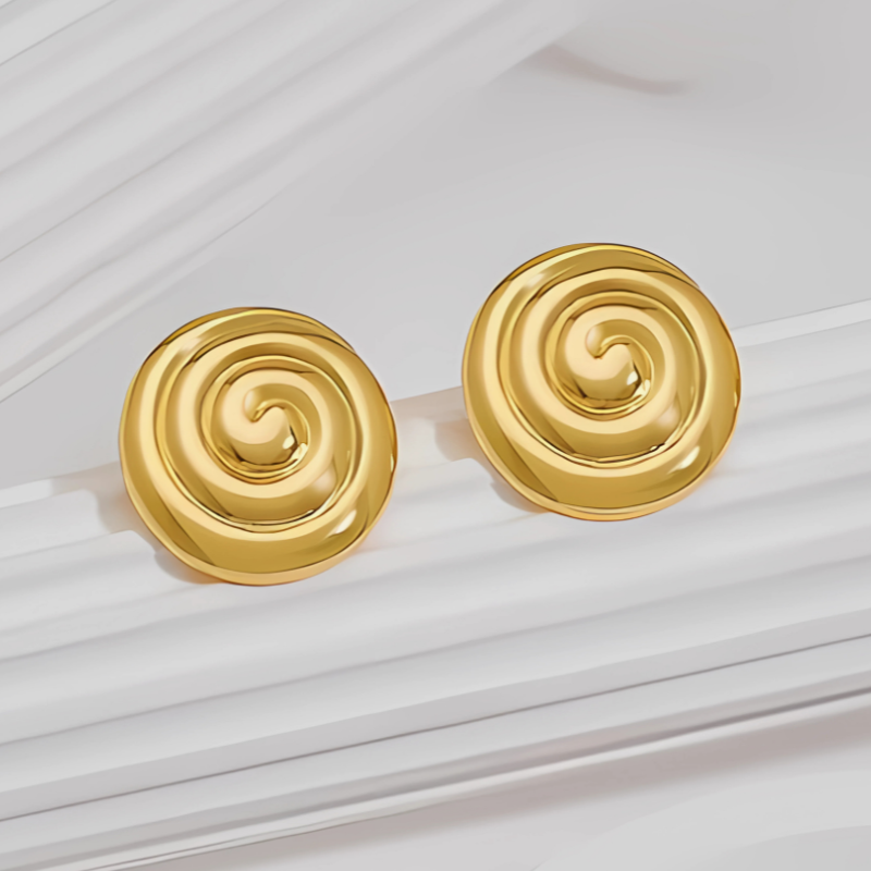 Boucles d'oreilles spirales plaqué or
