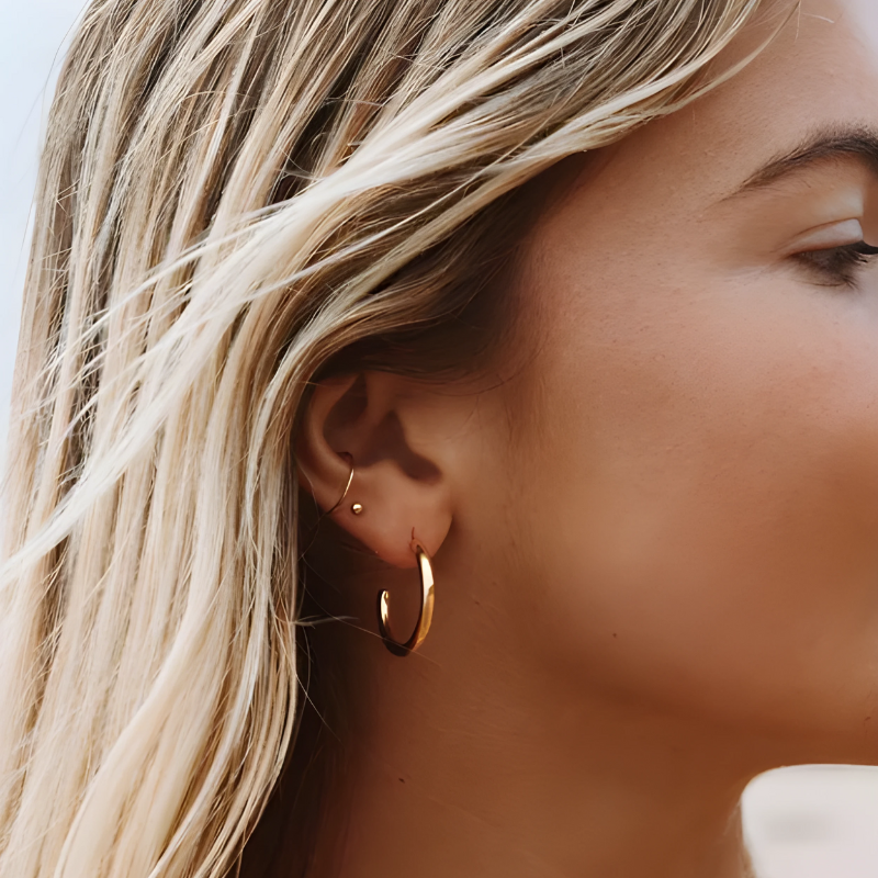 Boucles d'Oreilles Stud Grand C Plaquées Or
