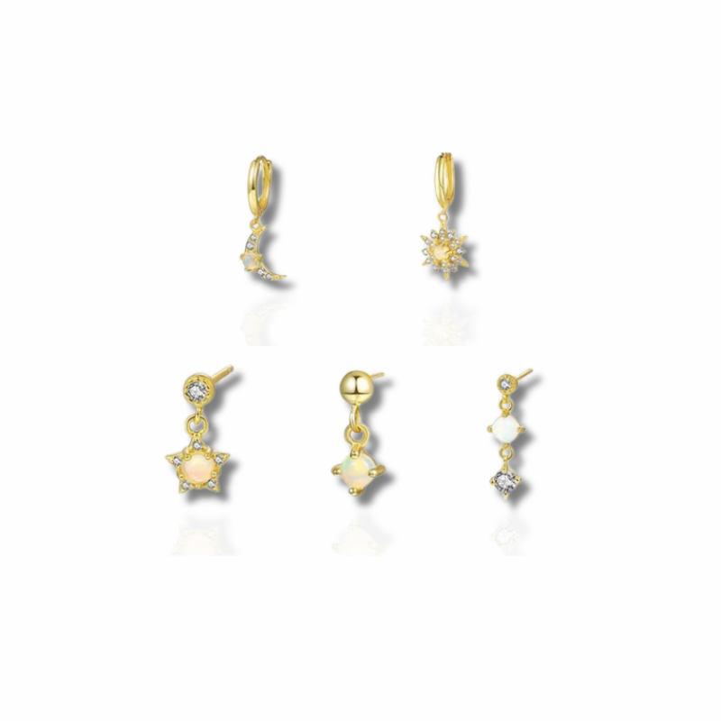Boucles d'oreilles opales plaqué or
