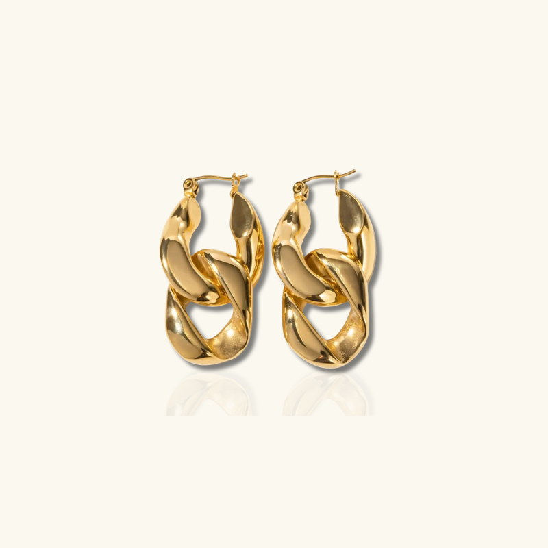 Boucles d'oreilles pendantes géométriques ovales dorées