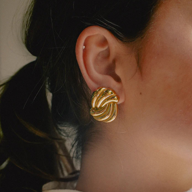 Boucles d'oreilles nœud torsadé plaqué or
