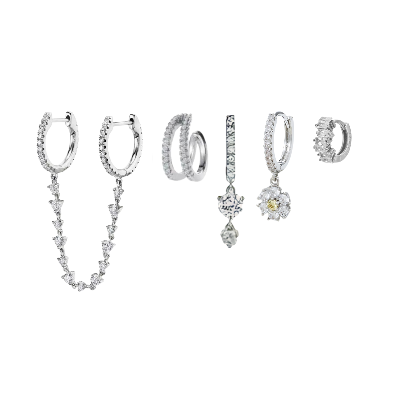 Set de boucles d'oreilles en or plaqué avec zirconia étincelant