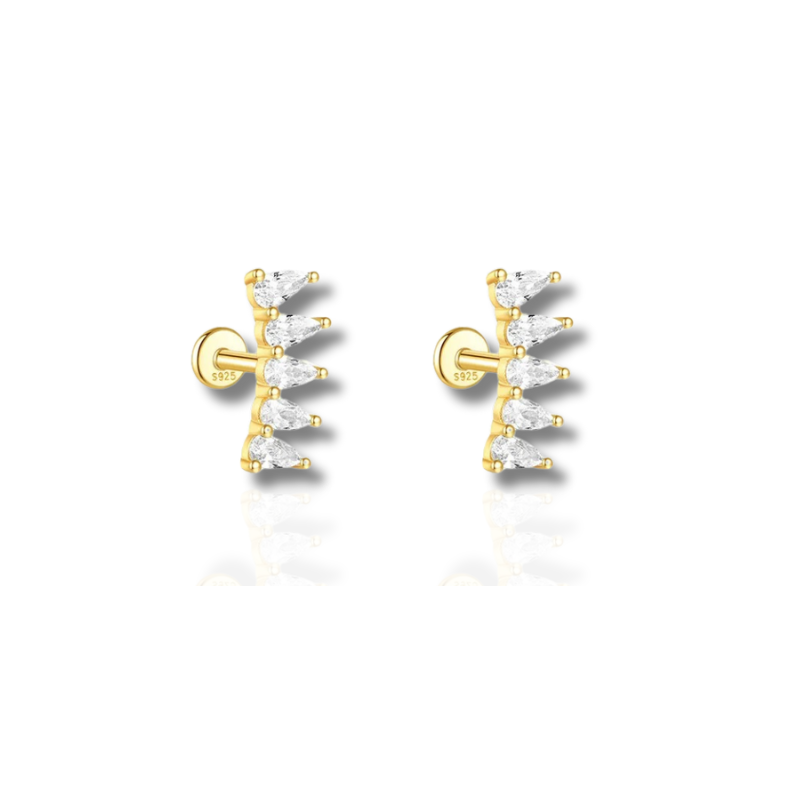 Set de boucles d'oreilles élégantes plaqué or