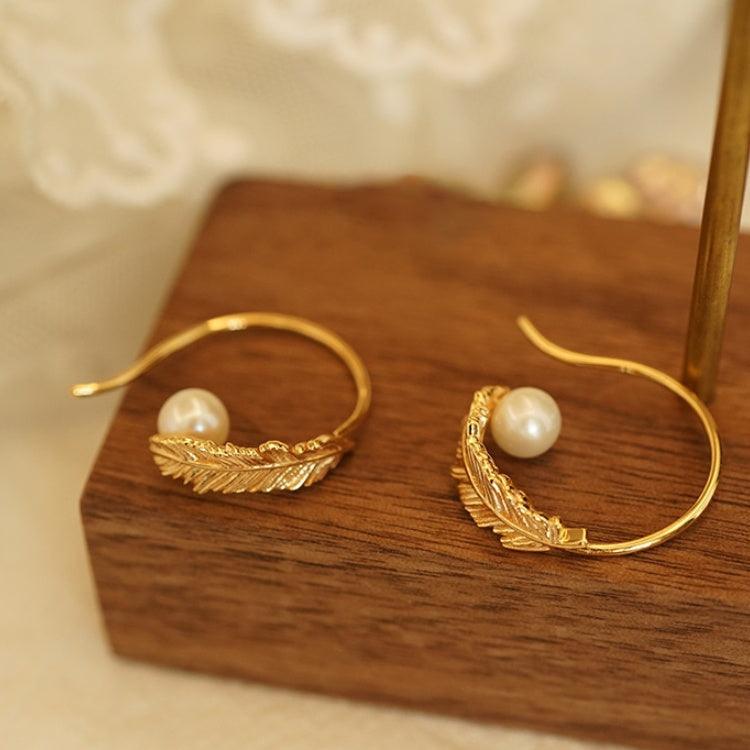Boucles d'oreilles Perle avec Plume
