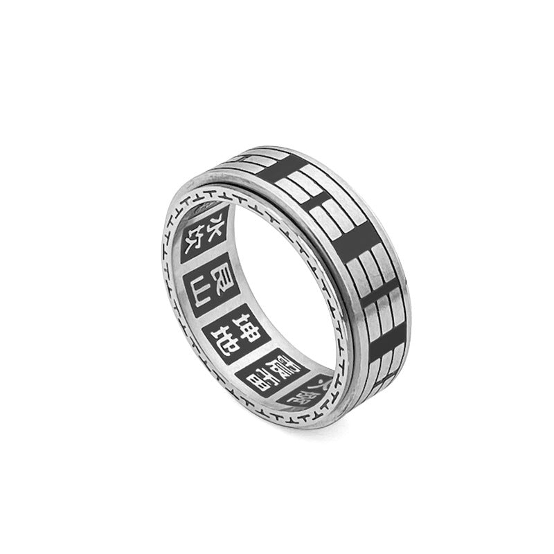 Bague acier inoxydable symbole Yin Yang noir argent – Léo