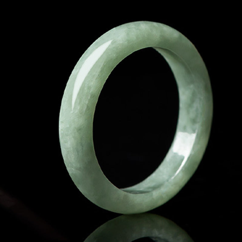 Bague jade naturel lisse vert pâle – Léo