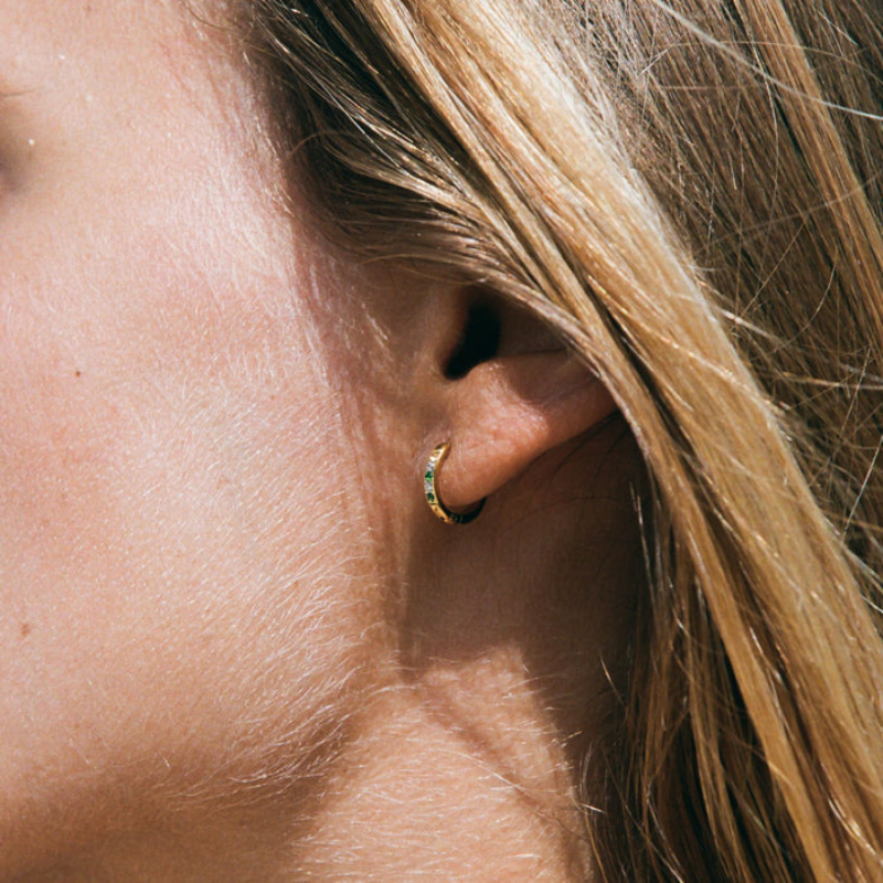 Boucles d'oreilles créoles en zircon multicolore