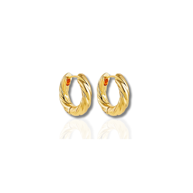 Boucles d'oreilles créoles torsadées plaqué or