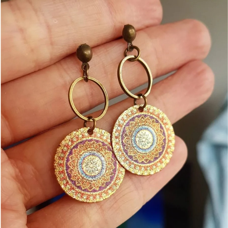 Boucles d'oreilles Mandala Boho plaqué or