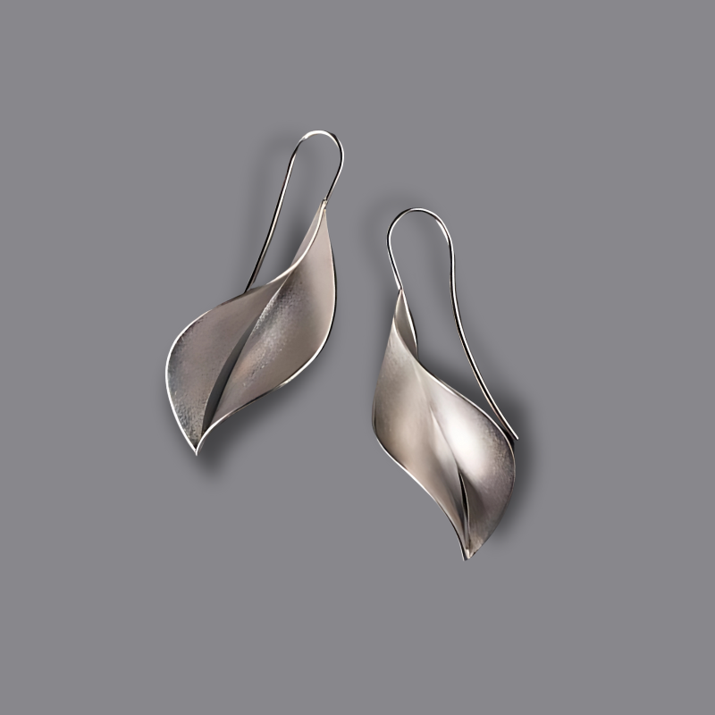 Boucles d'oreilles vintage en forme de feuille plaqué argent