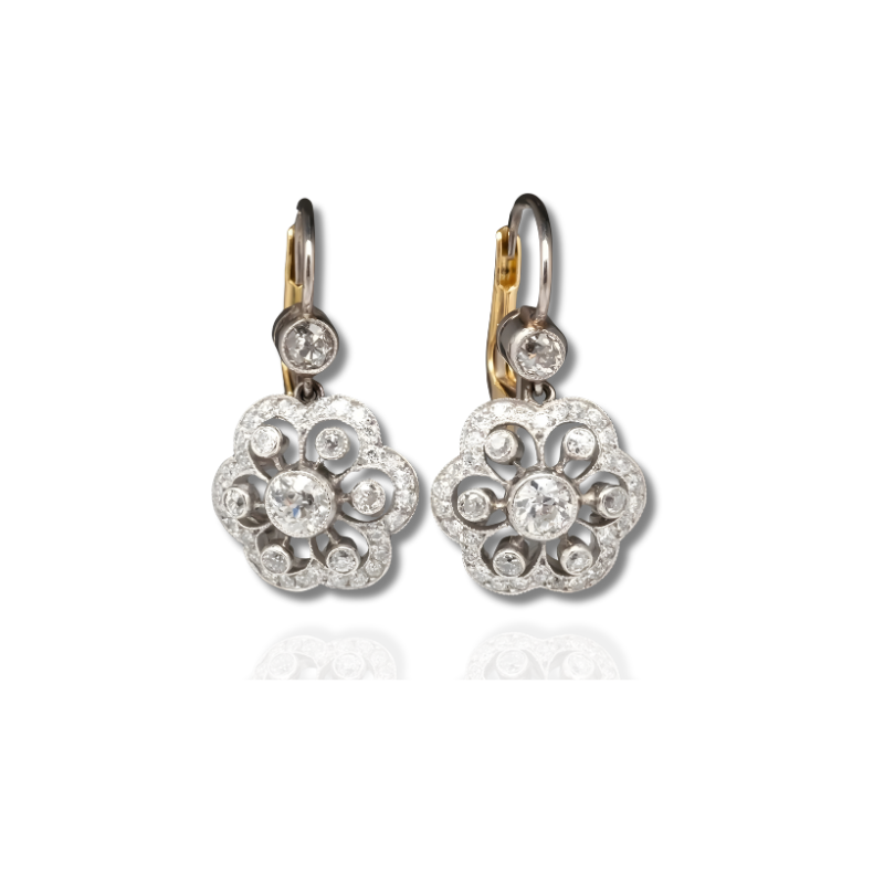 Boucles d'Oreilles en Hoops avec Zircon en Forme de Fleur
