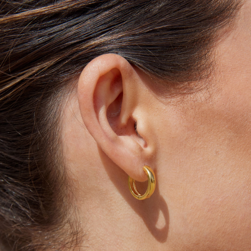 Boucles d'Oreilles Rondes en Hoops Plaquées Or
