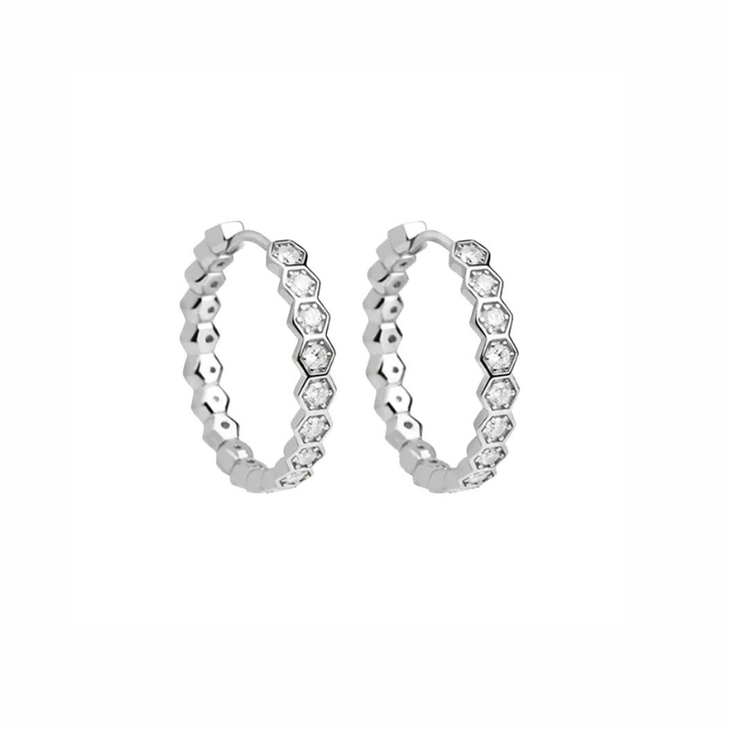 Boucles d'oreilles créoles hexagonales plaqué or
