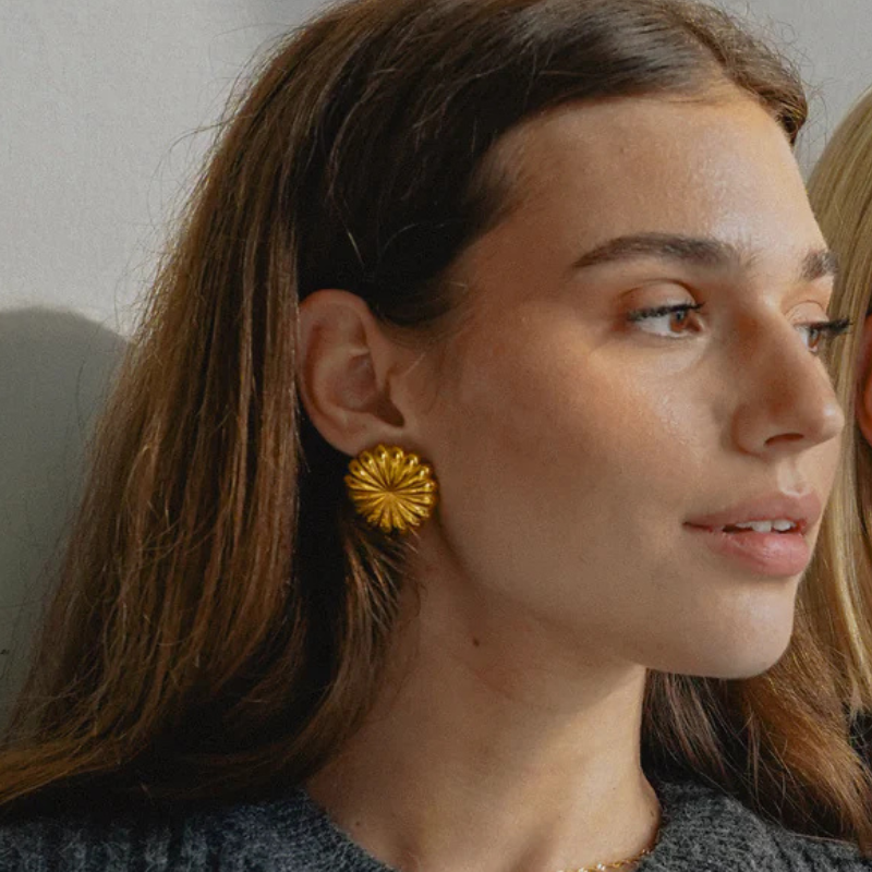 Boucles d'oreilles fleurs vintage plaqué or