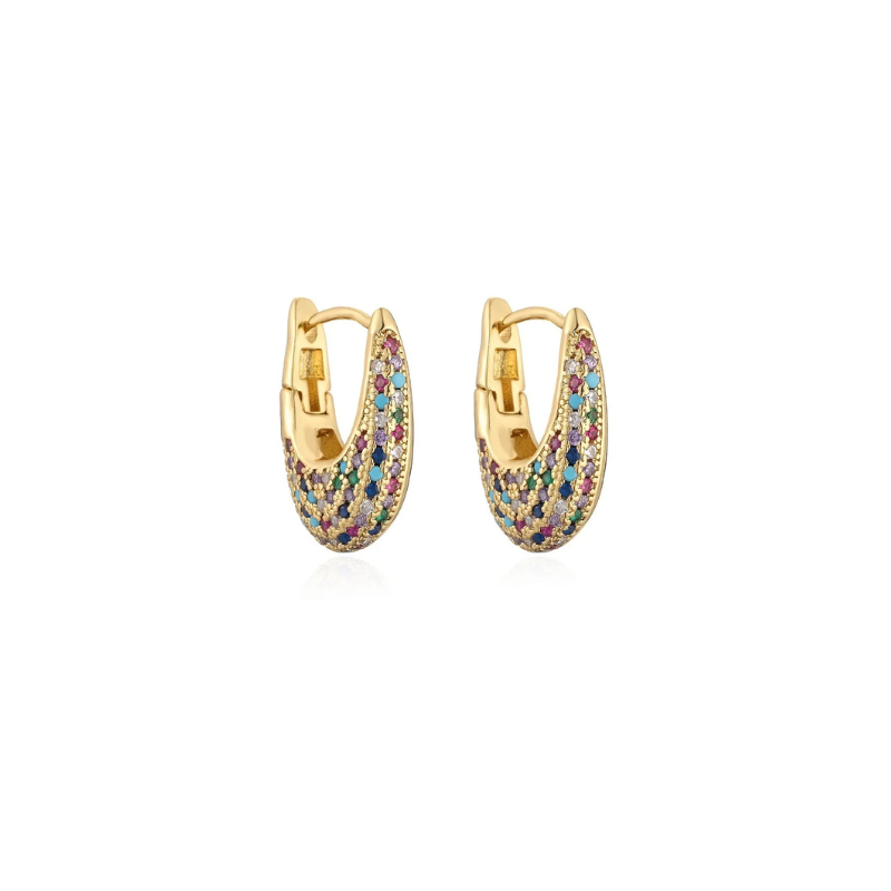 Boucles d'Oreilles Élégantes avec Cristaux Colorés Incrustés Or