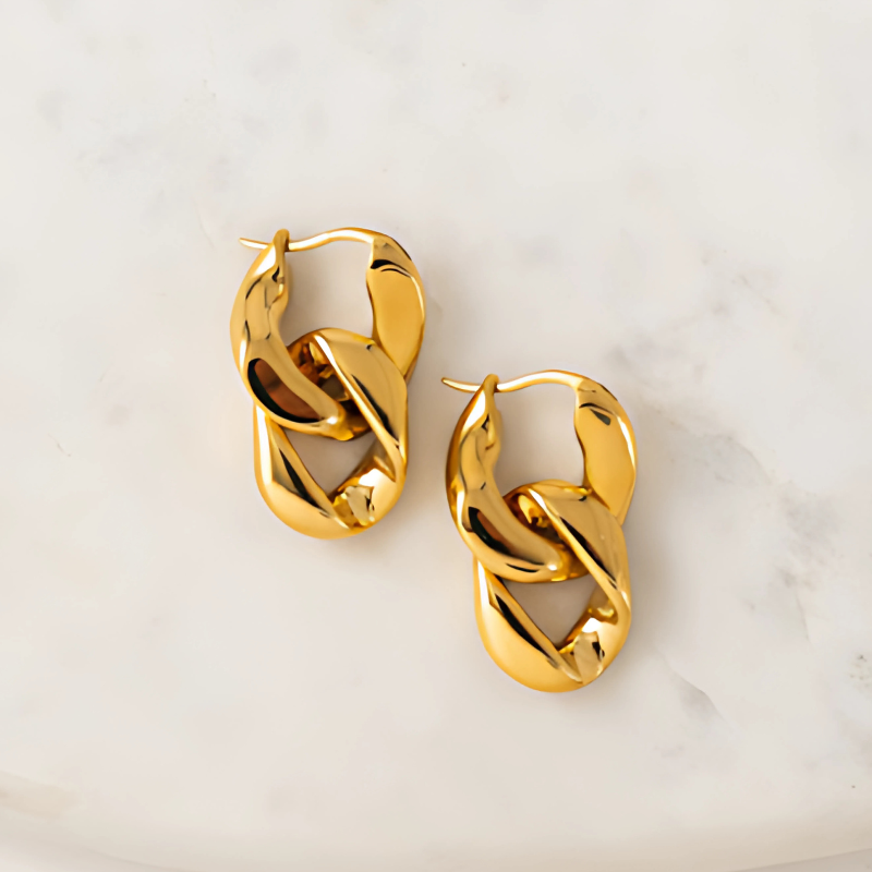 Boucles d'oreilles pendantes géométriques ovales dorées