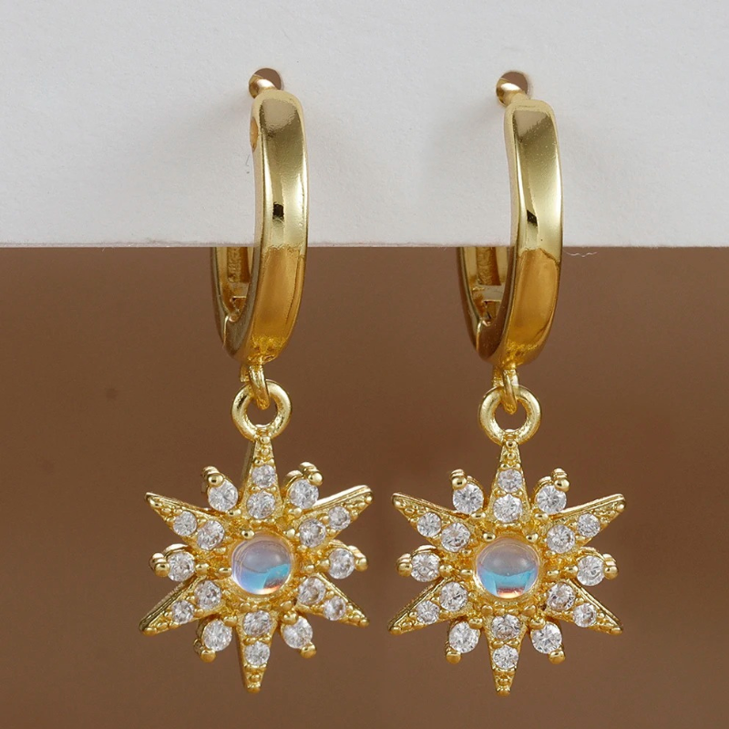 Boucles d'oreilles opales plaqué or