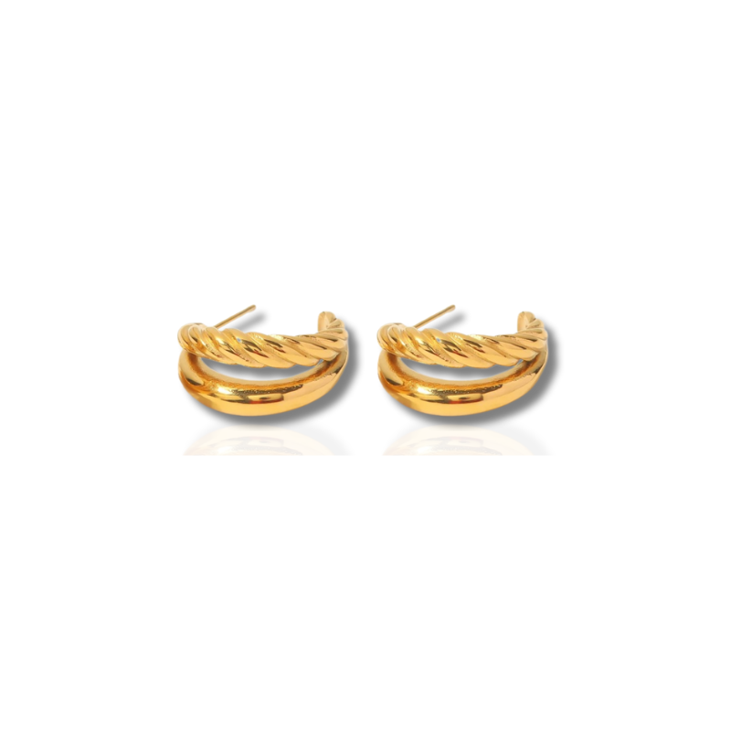 Boucles d'Oreilles Double Couche Tordues